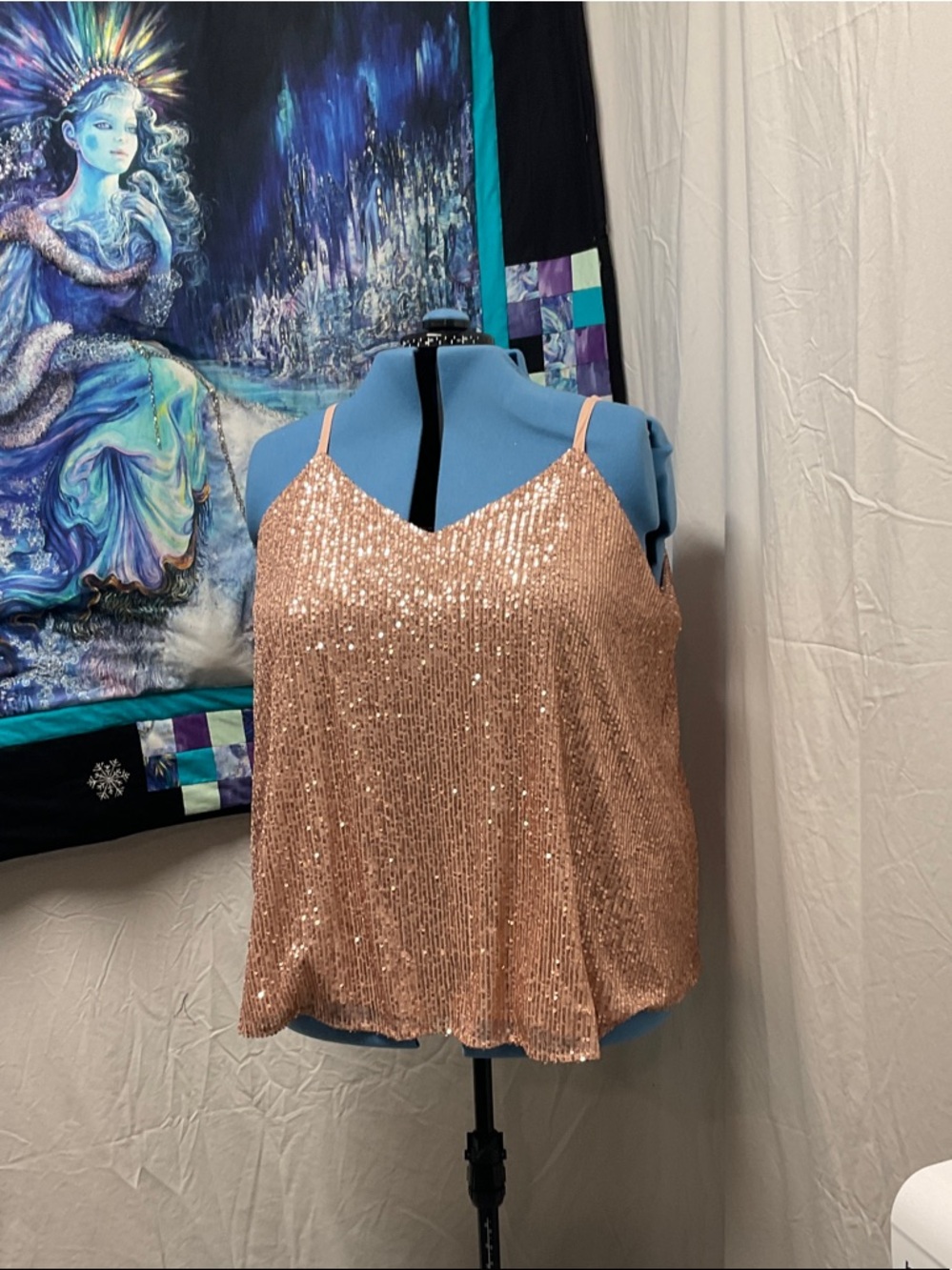torrid Rose Gold Sequin Spaghetti Strap Cami